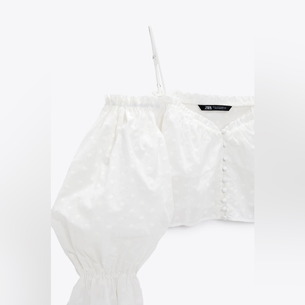 Zara Floral Embroidered Off The Shoulder Top - Picture 5 of 6